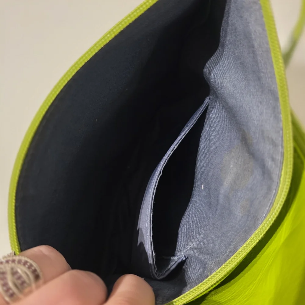 HOBO International Lime Green Leather Shoulder Bag Top Zip Vintage